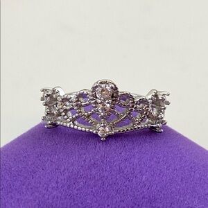 💛 Classic 925 Silver CZ Tiara Ring